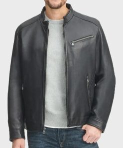 Adam Black Casual Leather Jacket For Men’s