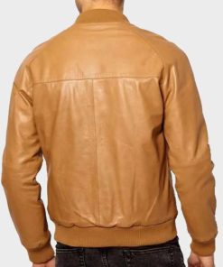 Mens Casual Tan Brown Bomber Jacket