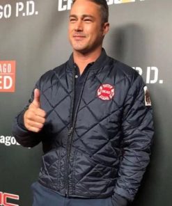 Chicago Fire Pilot Taylor Kinney Quilted Blue Jacket