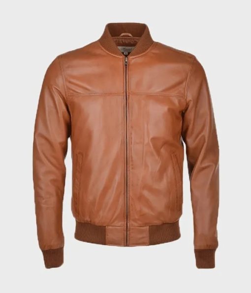 Brown Bomber Waxed Leather Jacket for Men’s