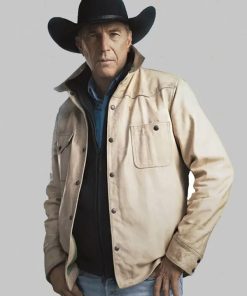 Yellowstone S05 John Dutton Cream Leather Jacket