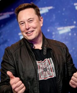Tesla Event Elon Musk Black Leather Jacket