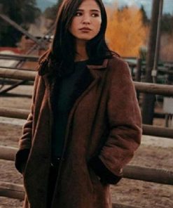 Kelsey Asbille Yellowstone Monica Dutton Brown Shearling Coat