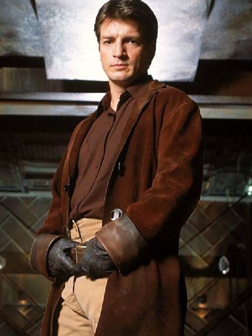 Nathan Fillion Firefly Malcolm Reynolds Brown Trench Coat