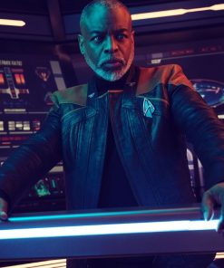 LeVar Burton Star Trek: Picard Season 3 Geordi La Forge Black Leather Jacket