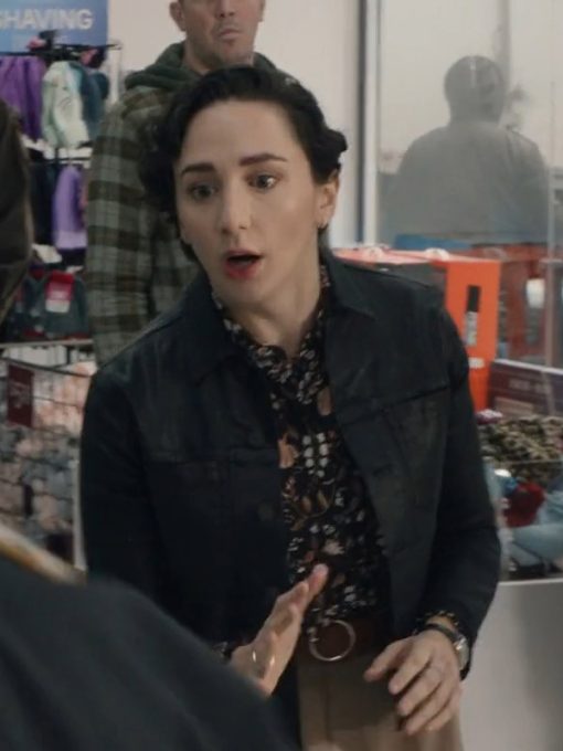 Lauren Patten Blue Bloods Season 13 Rachel Witten Waxed Black Leather Jacket