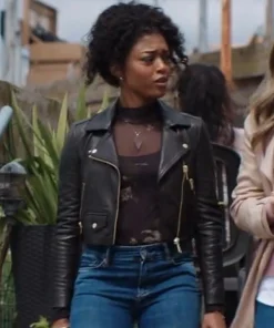 Jo Creuzot Movie Double Life 2023 Javicia Leslie Black Biker Leather Jacket