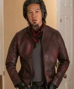 American Born Chinese Leonard Wu Brown Leather Jacket