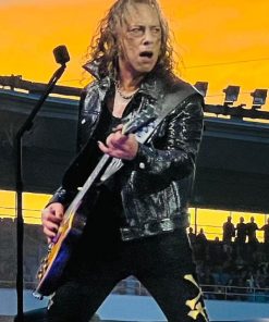 Metallica M72 Kirk Hammett Black Leather Jacket