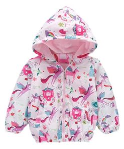 Girls Unicorn Hooded Pink Jacket