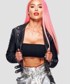 Eva Marie WWE Black Leather Jacket