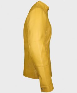 Womens Slim Fit Yellow Leather Biker Jacket
