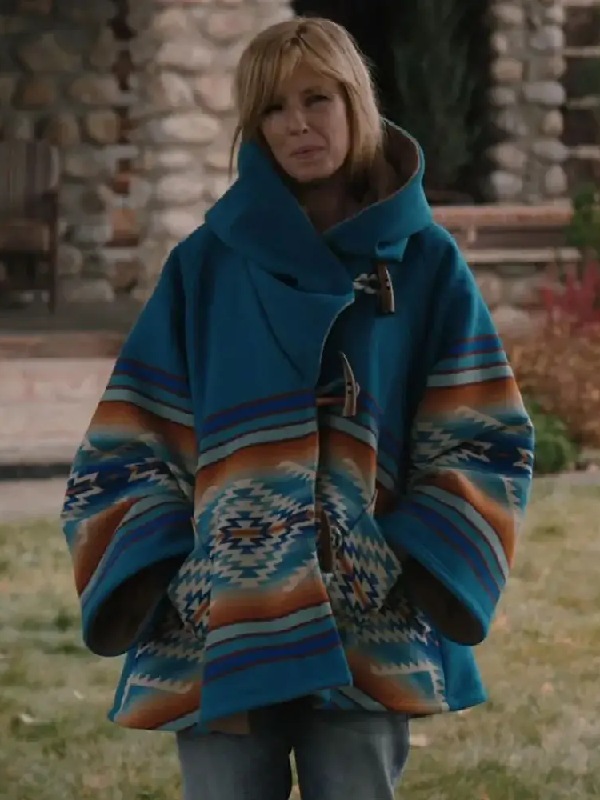 Yellowstone Beth Dutton Blue Coat Kelly Reilly Poncho Coat
