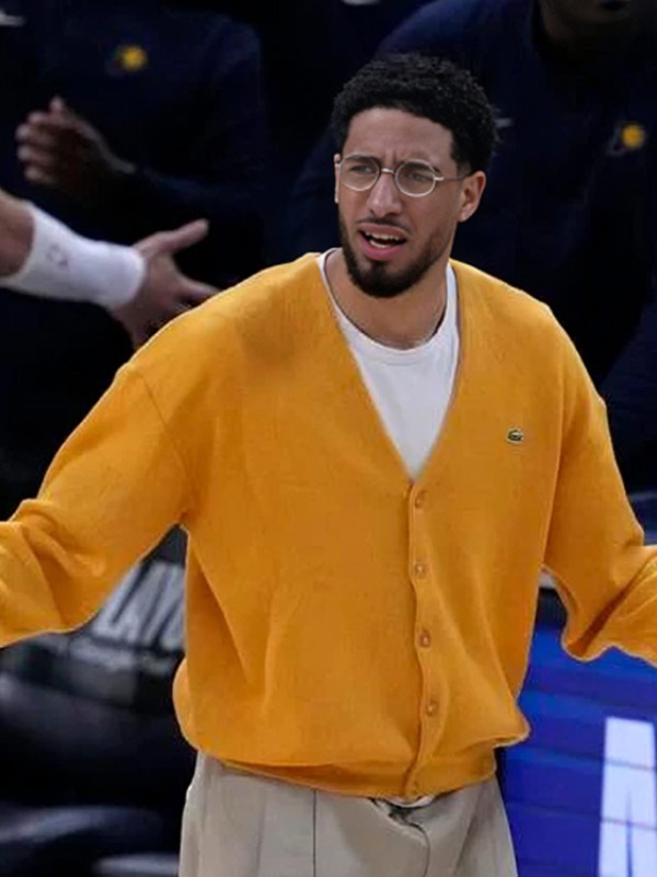 Tyrese Haliburton Yellow Cardigan Texas Jackets