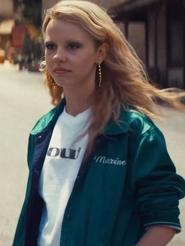 MaXXXine 2024 Mia Goth Green Varsity Jacket Texas Jackets
